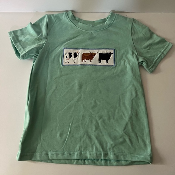 Blue cow embroidery shirt - Picture 1 of 7